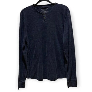 LUCKY BRAND Venice Burnout Snap Notch Shirt Extra Large XL Navy Blue Night Sky